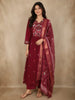 Maroon Floral Embroidered Design Cotton Anarkali Salwar Suit