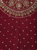 Maroon Floral Embroidered Georgette Salwar Suit - Diadem