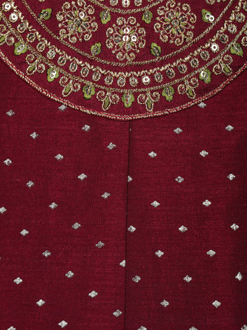 Maroon Floral Embroidered Georgette Salwar Suit - Diadem