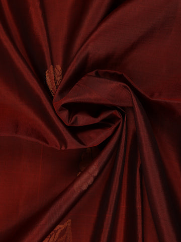 Maroon Floral Motif Woven Pure Kanchipuram Silk Saree - Diadem