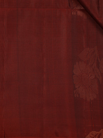 Maroon Floral Motif Woven Pure Kanchipuram Silk Saree - Diadem