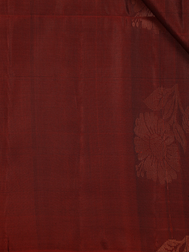 Maroon Floral Motif Woven Pure Kanchipuram Silk Saree - Diadem