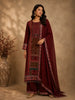 Maroon Floral Print Synthetic Palazzo Salwar Suit