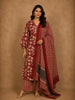 Maroon Floral Printed Design Cotton Salwar Suit with Dupatta