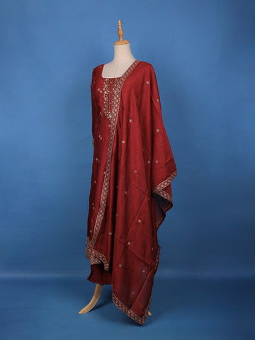 Maroon Floral Sequin Embroidery Georgette Salwar Suit - Diadem