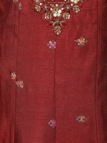Maroon Floral Sequin Embroidery Georgette Salwar Suit - Diadem