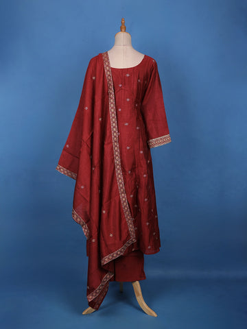 Maroon Floral Sequin Embroidery Georgette Salwar Suit - Diadem