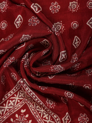 Maroon Floral Printed Cotton Saree - Diadem