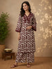 Maroon Geometric Printed Cotton Palazzo Salwar Suit