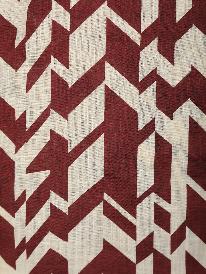Maroon Geometric Printed Cotton Palazzo Salwar Suit - Diadem