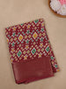 Maroon Multi-Color Geometric Ikat Patterned Cotton Saree - Diadem