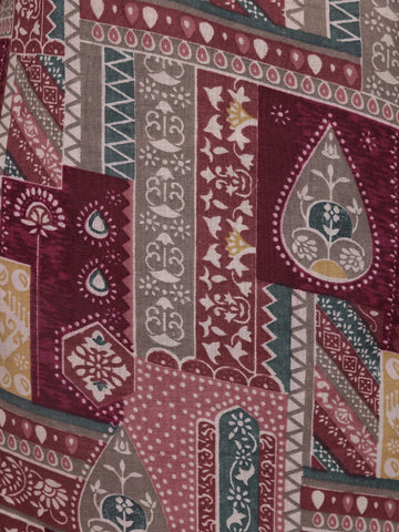 Maroon Multi-Print Straight Cut Salwar Suit - Diadem