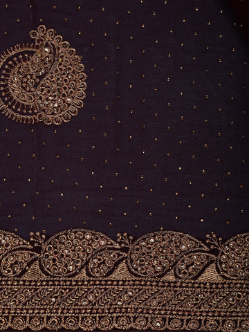 Maroon Paisley Embroidered Chiffon Saree - Diadem