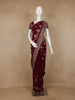 Maroon Paisley Embroidered Chiffon Saree - Diadem
