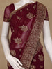 Maroon Paisley Embroidered Chiffon Saree - Diadem