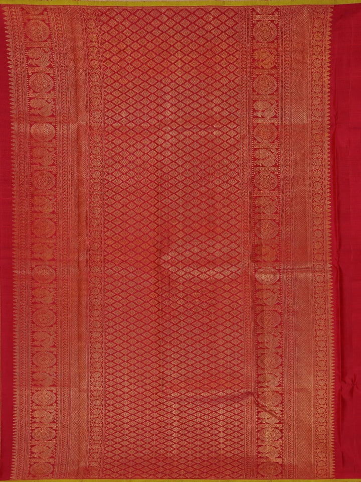 Maroon Pure Kanchipuram Bridal Silk Saree with Small Checked Design - Diadem