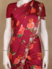 Maroon Red Floral Designed Satin Saree - Diadem