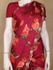 Maroon Red Floral Designed Satin Saree - Diadem
