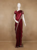 Maroon Red Sequins Embroidered Satin Saree