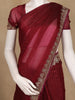 Maroon Red Sequins Embroidered Satin Saree