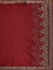 Maroon Red Sequins Embroidered Satin Saree