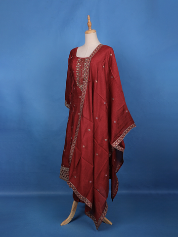 Maroon Sequins Embroidery Georgette Salwar Suit - Diadem