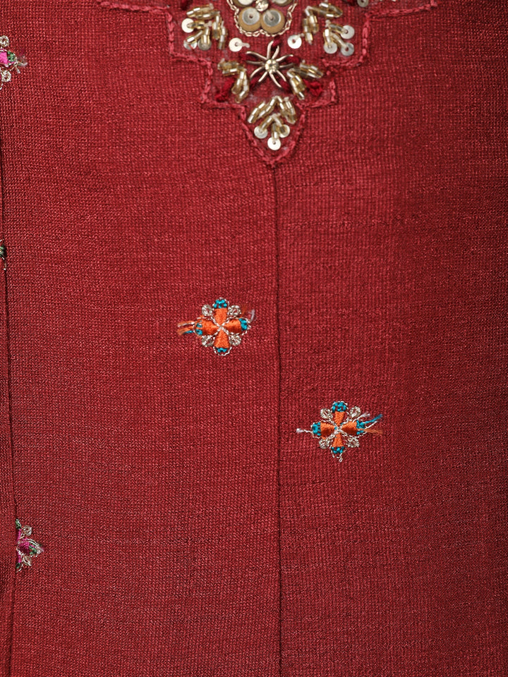 Maroon Sequins Embroidery Georgette Salwar Suit - Diadem