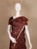 Maroon Small Checked Peacock Motif Design Silk Saree