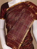 Maroon Small Checked Peacock Motif Design Silk Saree