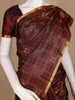 Maroon Small Checked Peacock Motif Design Silk Saree
