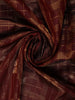 Maroon Small Checked Peacock Motif Design Silk Saree