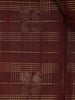 Maroon Small Checked Peacock Motif Design Silk Saree