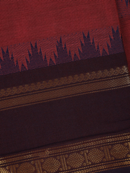 Maroon Solid Cotton Fancy Saree - Diadem