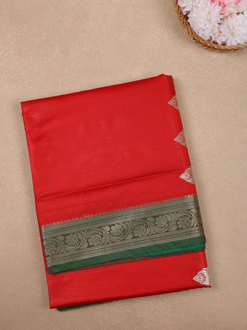 Maroon Solid Designed Woven Banarasi Silk Saree - Diadem