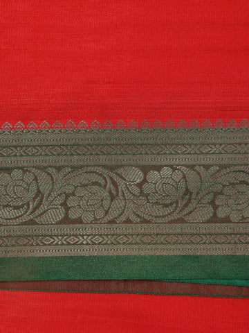 Maroon Solid Designed Woven Banarasi Silk Saree - Diadem