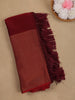 Maroon Solid Silk Fancy Saree with Beaded Work Blouse - Diadem