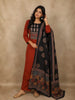 Maroon Traditional Leaf Printed Design Cotton Palazzo Suit with Dupatta