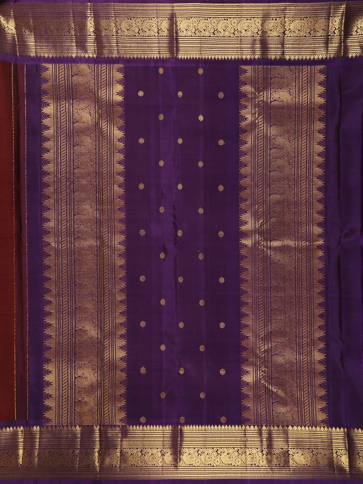 Maroon Two-Headed Eagles Motif Pure Kanchipuram Silk Saree - Diadem