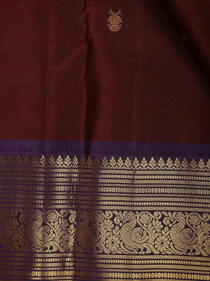 Maroon Two-Headed Eagles Motif Pure Kanchipuram Silk Saree - Diadem