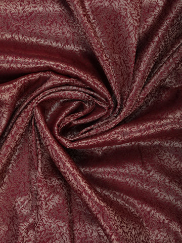 Maroon Wine Floral & Leaf Designed Soft Silk Saree - Diadem