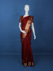 Maroon Woven Silk Saree with Contrast Gold Zari Border - Diadem