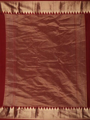 Maroon Woven Silk Saree with Contrast Gold Zari Border - Diadem