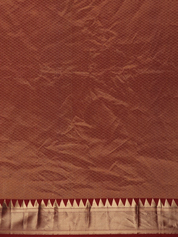 Maroon Woven Silk Saree with Contrast Gold Zari Border - Diadem