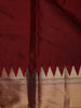 Maroon Woven Silk Saree with Contrast Gold Zari Border - Diadem