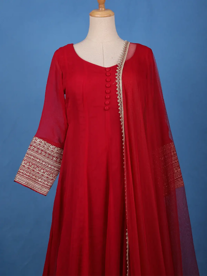 Maroon panel Designed Anarkali Georgette Gown - Diadem