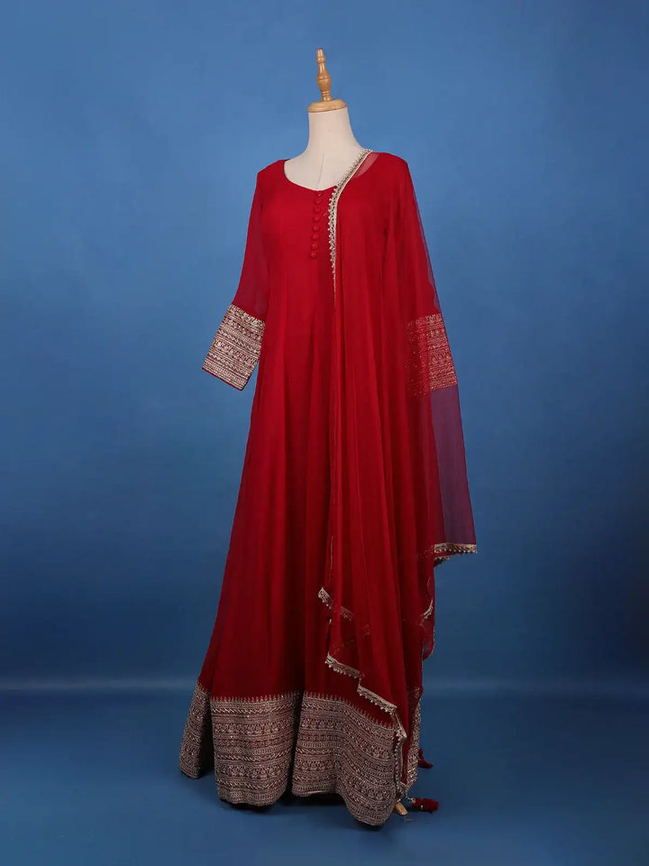 Maroon panel Designed Anarkali Georgette Gown - Diadem