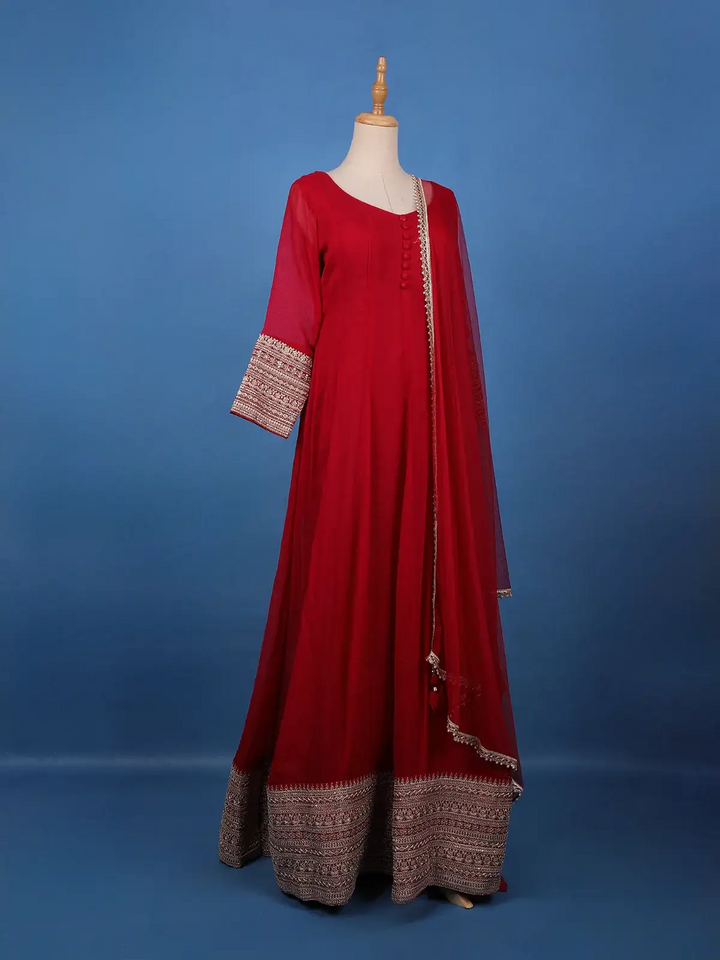 Maroon panel Designed Anarkali Georgette Gown - Diadem