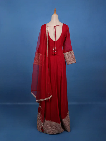 Maroon panel Designed Anarkali Georgette Gown - Diadem