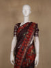 Maroon and Red Checked Floral Design Cotton Saree
