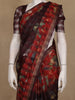 Maroon and Red Checked Floral Design Cotton Saree